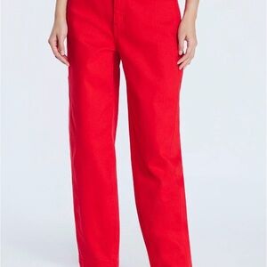 Vibrant Red Barrel Jeans for Women
